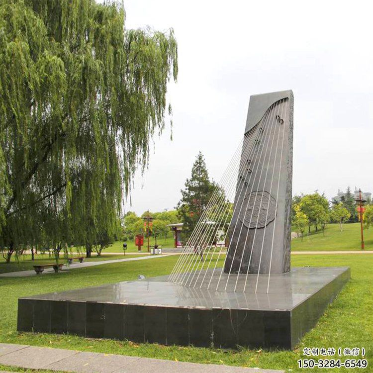 彈古箏雕塑定價，村標概念，公園雕塑景觀選用