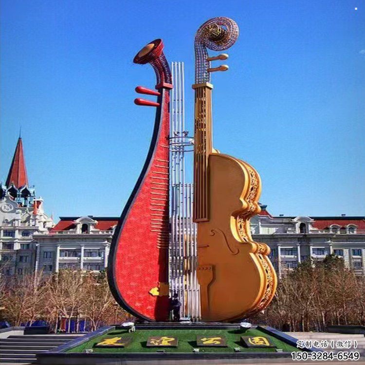提琴雕塑選定，拉絲工藝，景觀烤漆提琴雕塑預(yù)定