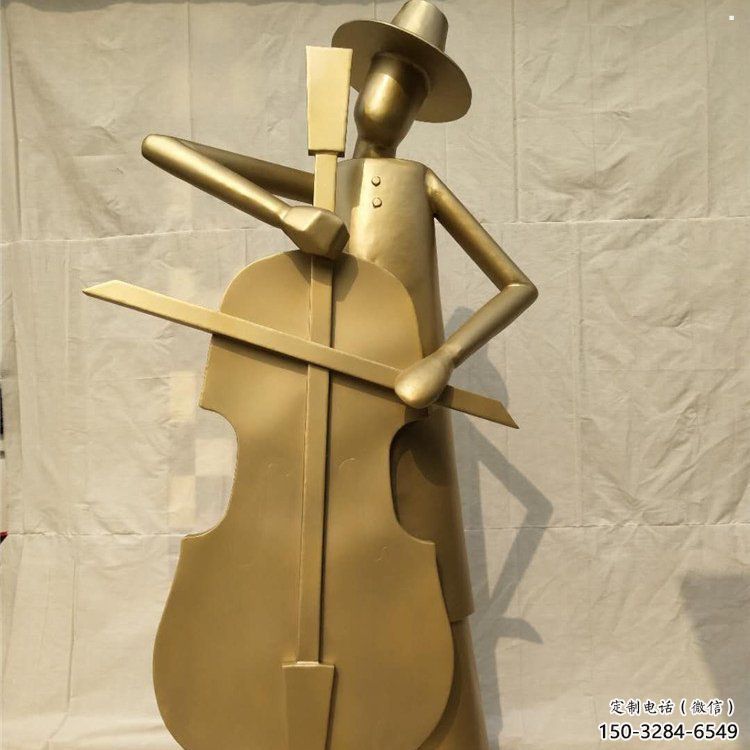 提琴雕塑定制，村標概念，不銹鋼提琴雕塑預定