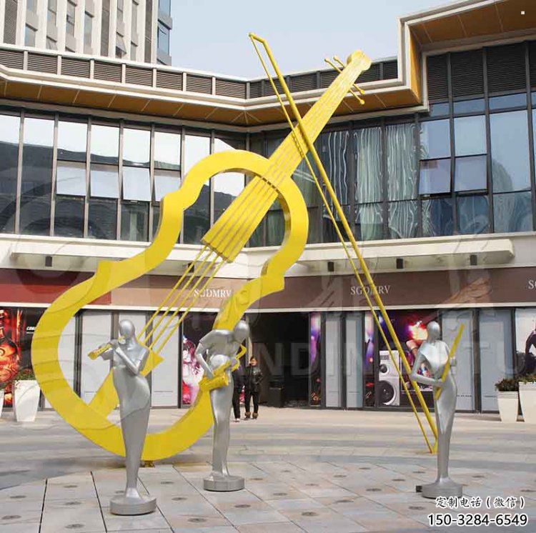 提琴雕塑提供，園林裝飾，不銹鋼提琴雕塑承接