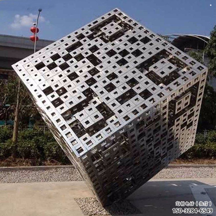 方塊方案展品，街頭雕塑，地產不銹鋼方塊雕塑供需