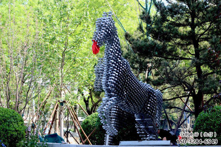 方塊馬雕塑精選，公園小品，抽象方塊馬雕塑廠家