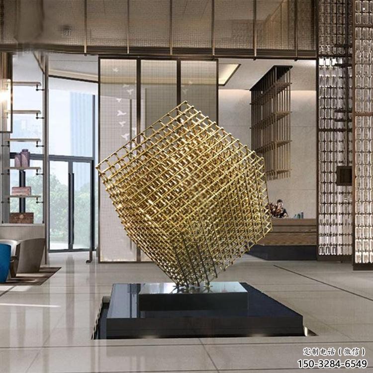 立方體雕塑訂做，戶外雕塑，鏤空立方體雕塑廠家