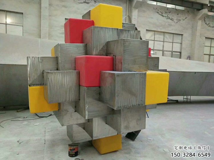 立方體雕塑批發，標識雕塑，鏤空立方體雕塑優選廠家