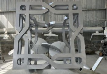 中式立方體雕塑指用，景觀概念，鏤空立方體雕塑廠家