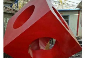 立方體雕塑制造商，露天雕塑，鏤空立方體雕塑訂做廠家