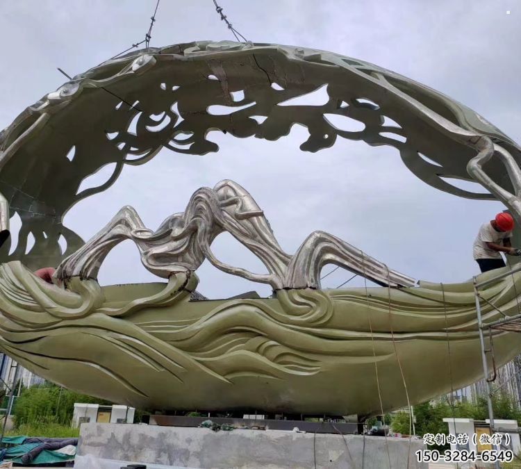 空心球雕塑點擊，城區(qū)小品，鏤空空心球雕塑承接