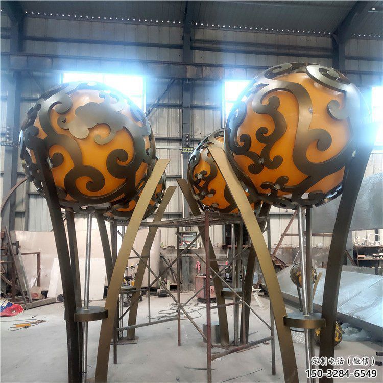 空心球雕塑提供，白鋼構件，鏤空空心球雕塑生產