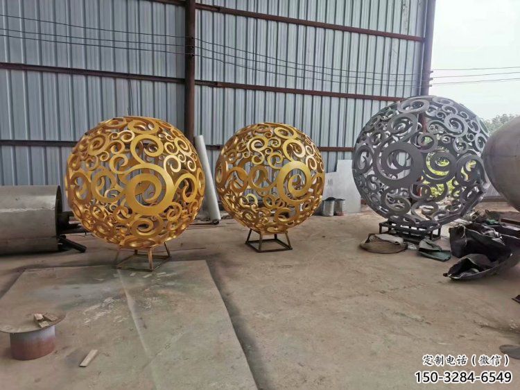 棱面球雕塑承接，城市裝飾，鏤空棱面球雕塑生產商