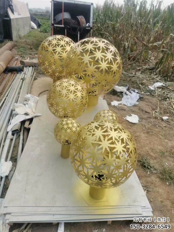 棱面球雕塑供給，市標雕塑，鏤空棱面球雕塑定制廠家