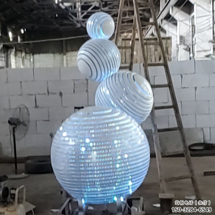 燈光球雕塑廠，街道標識，不銹鋼燈光球雕塑供應