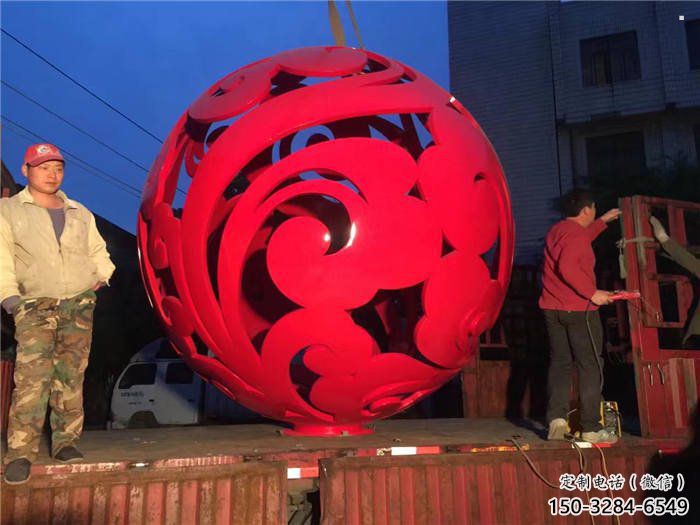 花紋球雕塑訂做，歐式風(fēng)格，不銹鋼花紋球雕塑選定