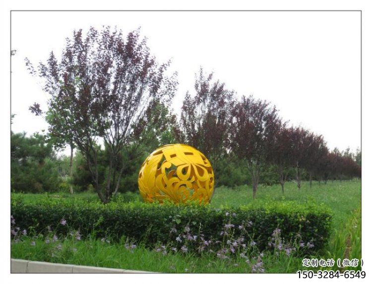 花紋球雕塑精選，小區(qū)雕塑，不銹鋼花紋球雕塑定做
