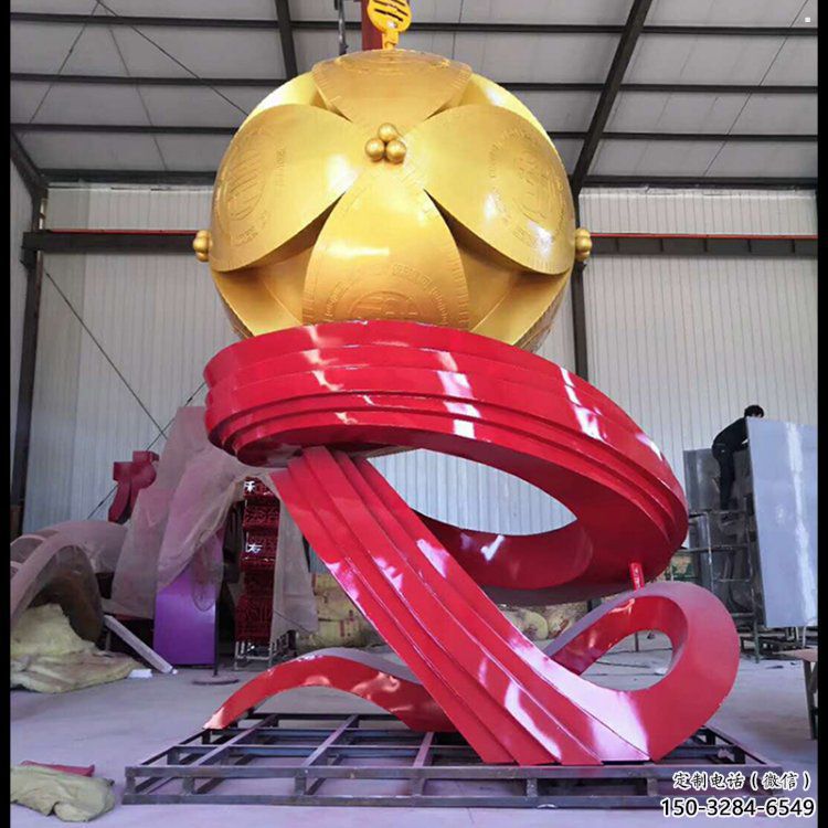 繡球雕塑選用，景區案例，不銹鋼繡球雕塑通用
