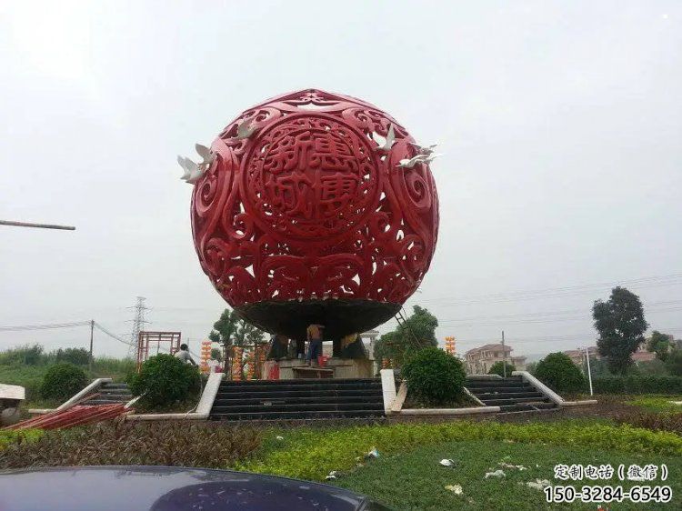 圓球雕塑服務(wù)商，街道標識，景觀烤漆圓球雕塑定制