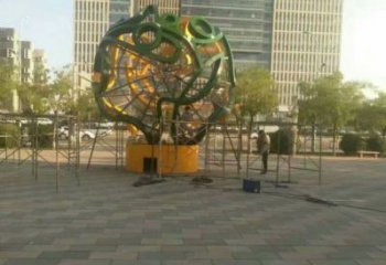 鏤空球雕塑制造商，動態雕塑，烤漆鏤空球雕塑精品