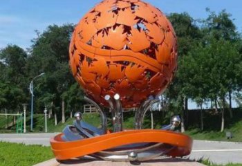 鏤空球雕塑指用，白鋼構件，烤漆鏤空球雕塑提供