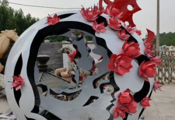 鏤空花球雕塑定價，廣場雕塑，不銹鋼花球雕塑廠家