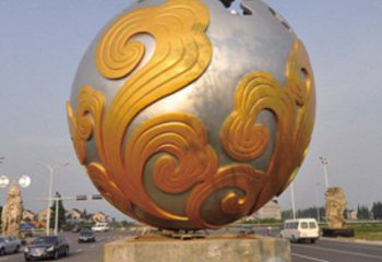 花紋球雕塑廠，景觀雕塑，不銹鋼花紋球雕塑制作承接