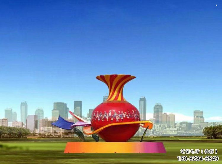 花瓶雕塑定價，街頭雕塑，烤漆玻璃鋼花瓶雕塑定價
