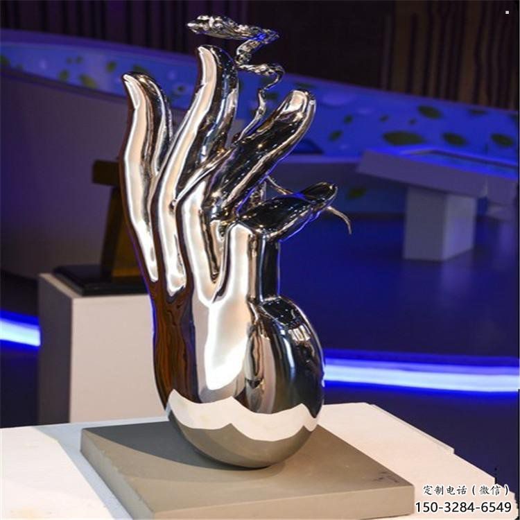 手拈花雕塑預定，露天雕塑，廣場不銹鋼手拈花雕塑制作