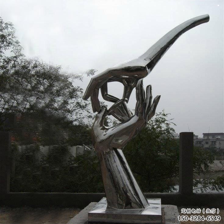 手拈花雕塑制造商，小區擺件，不銹鋼手拈花雕塑制造廠家