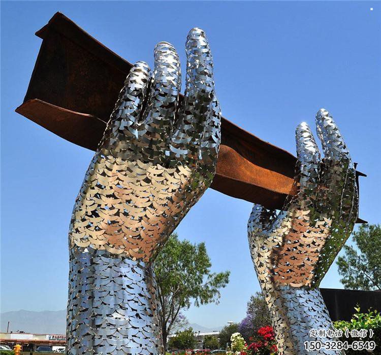 雙手雕塑定制，城市裝飾，花園不銹鋼雙手雕塑承接