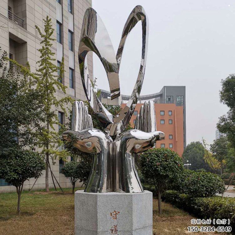 雙手雕塑指用，小區(qū)雕塑，廣場不銹鋼雙手雕塑制作
