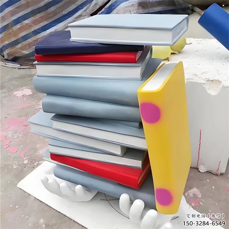 疊書雕塑制造商，鋼管組合，公共不銹鋼疊書雕塑優選