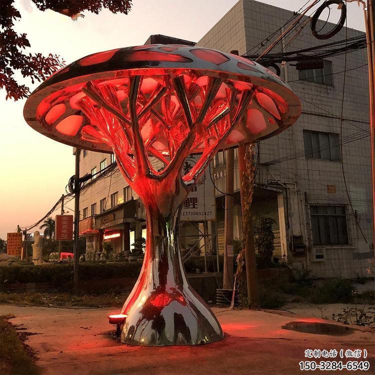 燈光樹雕塑訂做，街景小品，戶外燈光蘑菇樹雕塑制作