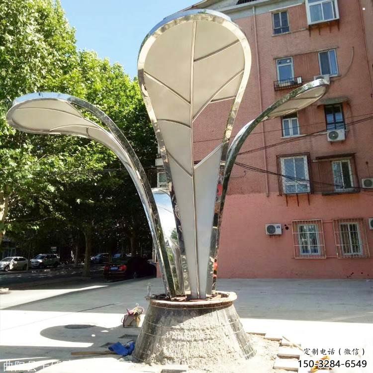 鏡面樹(shù)葉雕塑，園林裝飾，不銹鋼鏡面樹(shù)葉雕塑承接