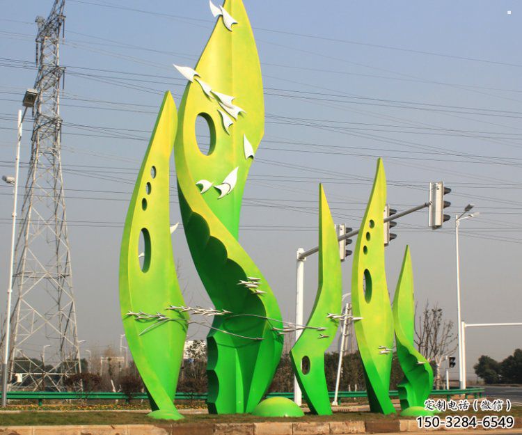 樹葉雕塑觀賞型，小區雕塑，園林烤漆樹葉雕塑優價