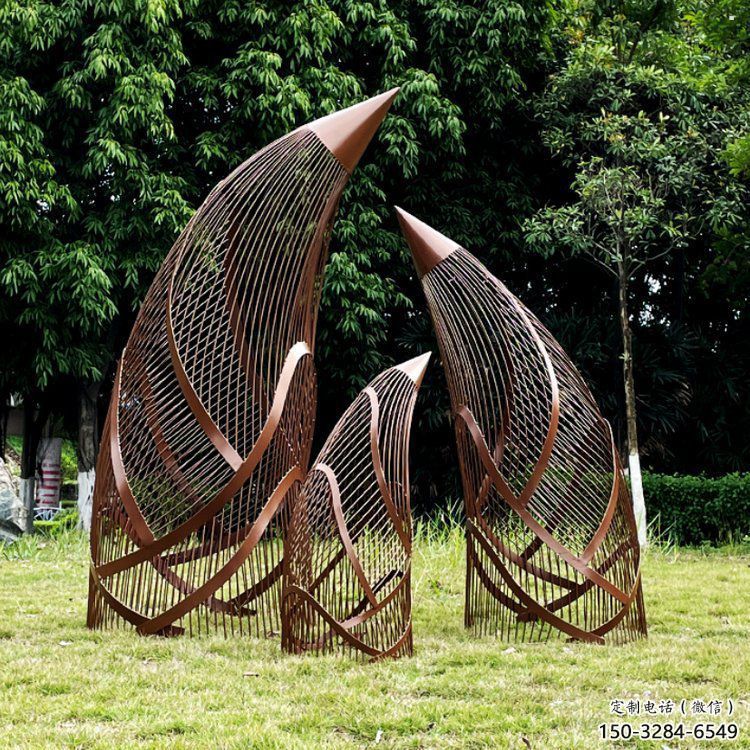 鏤空竹筍雕塑制作，景區案例，鏤空不銹鋼竹筍雕塑定做