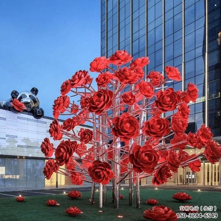 花樹雕塑生產(chǎn)商，歐式風(fēng)格，烤漆不銹鋼花樹雕塑優(yōu)價(jià)