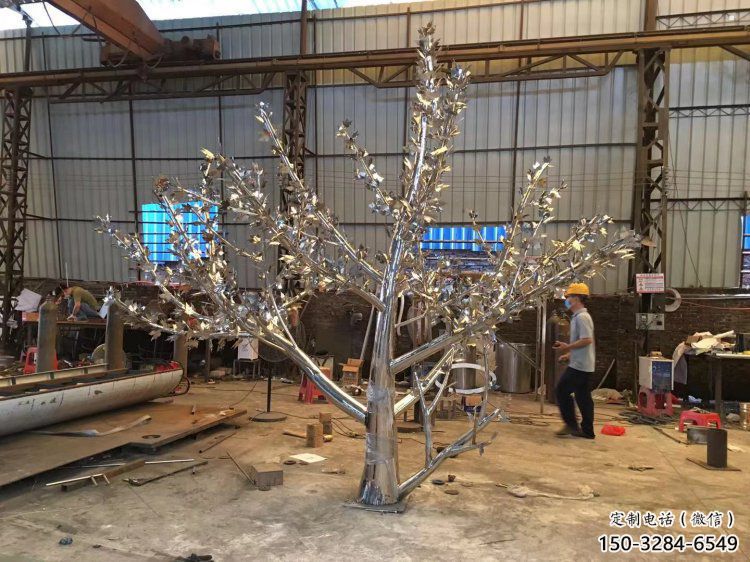 大型楓樹雕塑優(yōu)選，白鋼構(gòu)件，不銹鋼楓樹雕塑廠