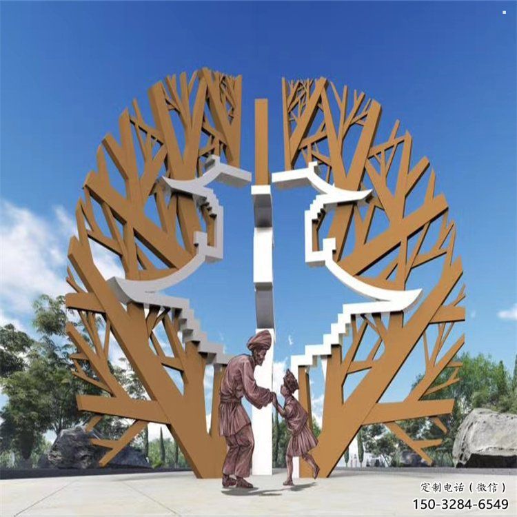樹干雕塑制作，室外軟裝，歐式不銹鋼樹干雕塑承接