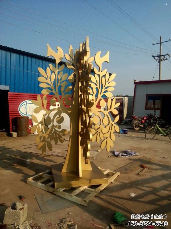 發(fā)財(cái)樹雕塑廠家，市標(biāo)雕塑，不銹鋼發(fā)財(cái)樹雕塑定制