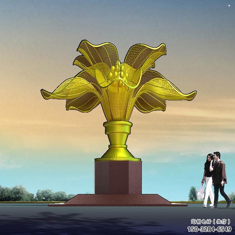 發財樹雕塑服務商，街道標識，發財樹雕塑定制廠家