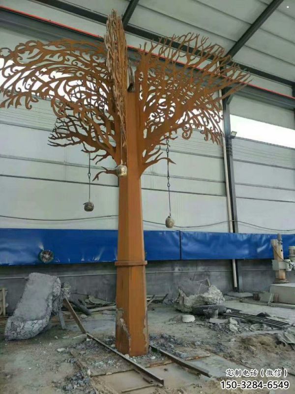 發財樹雕塑優選，拉絲工藝，不銹鋼發財樹雕塑承接