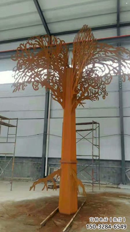 發財樹雕塑制作，景區案例，不銹鋼發財樹雕塑廠家