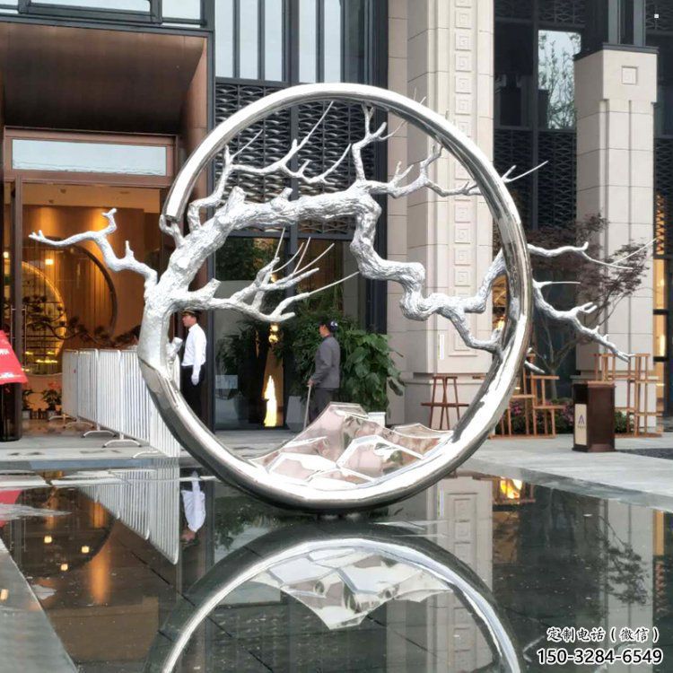 圓環(huán)樹雕塑訂做，戶外雕塑，不銹鋼圓環(huán)樹雕塑供給