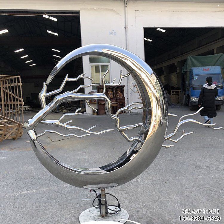 圓環(huán)樹雕塑服務(wù)商，美陳雕塑，不銹鋼圓環(huán)樹雕塑訂做