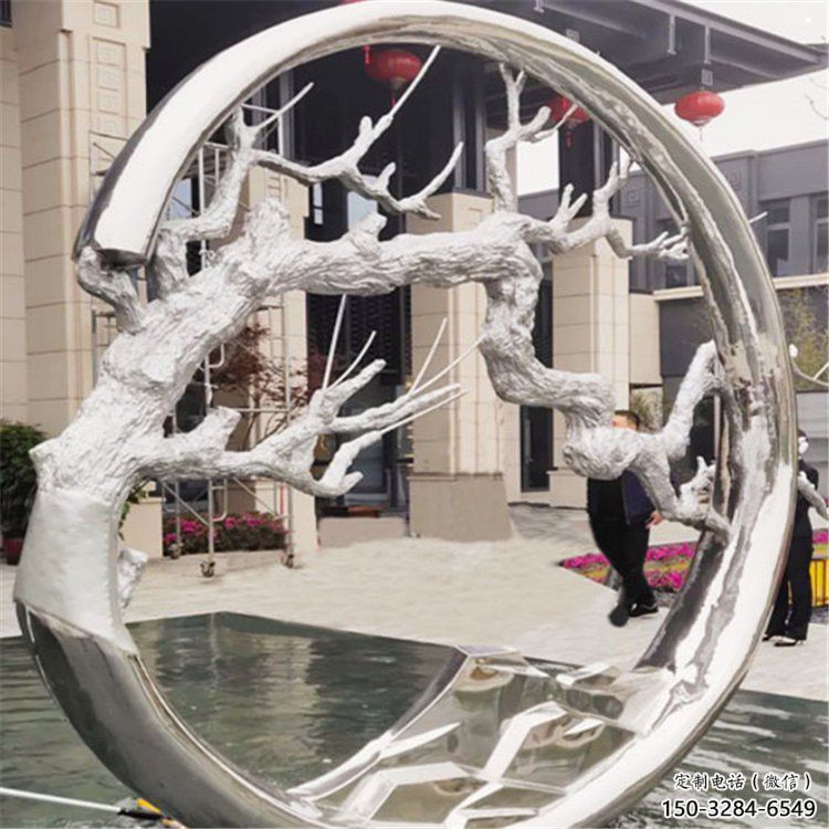 圓環(huán)樹(shù)雕塑制造商，露天雕塑，不銹鋼圓環(huán)樹(shù)雕塑訂做