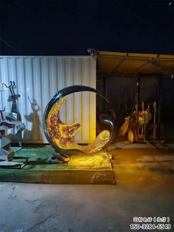 燈光水滴雕塑廠家，抽象理念，不銹鋼環(huán)形水滴雕塑