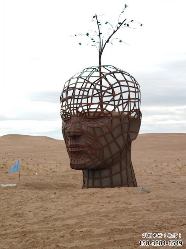 鐵藝人頭像雕塑常用，鋼管組合，鏤空抽象人頭像雕塑定價