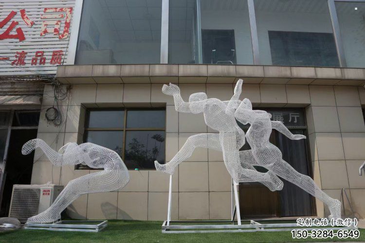 鏤空體育雕塑常用，公園小品，鐵藝運動人物雕塑生產商