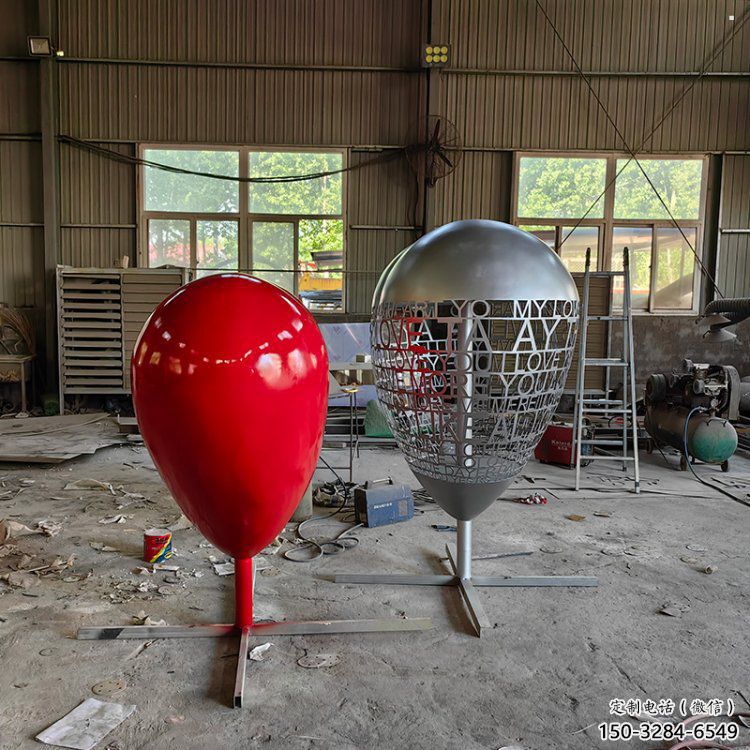 制造心形球雕塑專供，地標擺件，烤漆心形球雕塑訂做