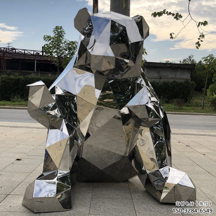 商業熊貓雕塑承接，鍛造工藝，不銹鋼熊貓雕塑訂做