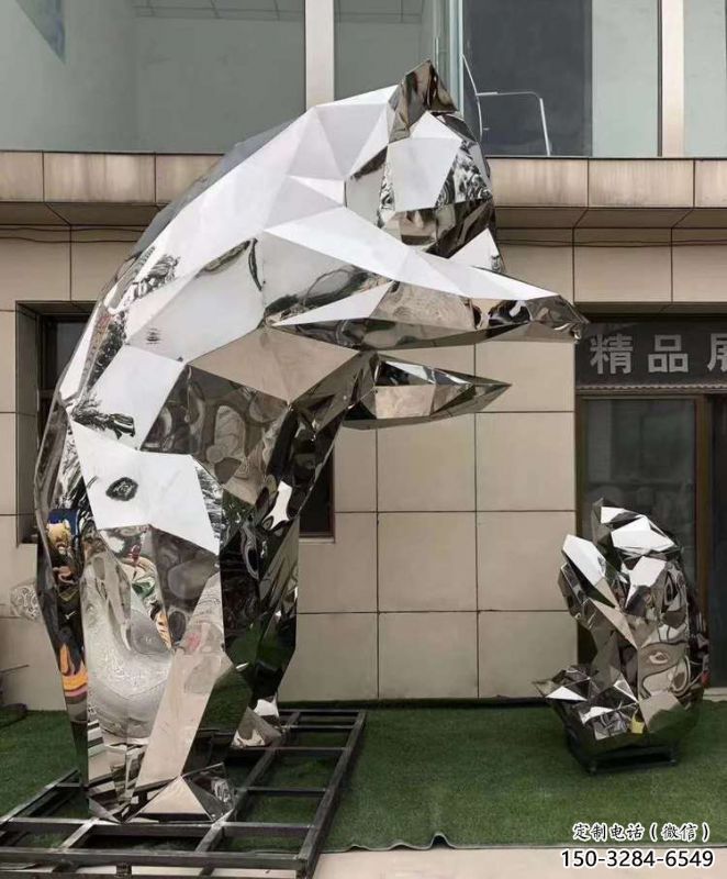 熊貓雕塑工程供應，景觀雕塑，幾何不銹鋼熊貓雕塑供求