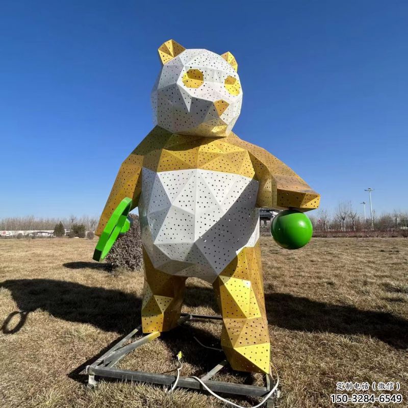 熊貓雕塑供需，透雕系列，空間切面熊貓雕塑制造商